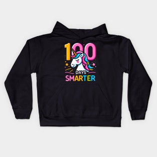 100 days smarter, unicorn, playful backdrop Kids Hoodie